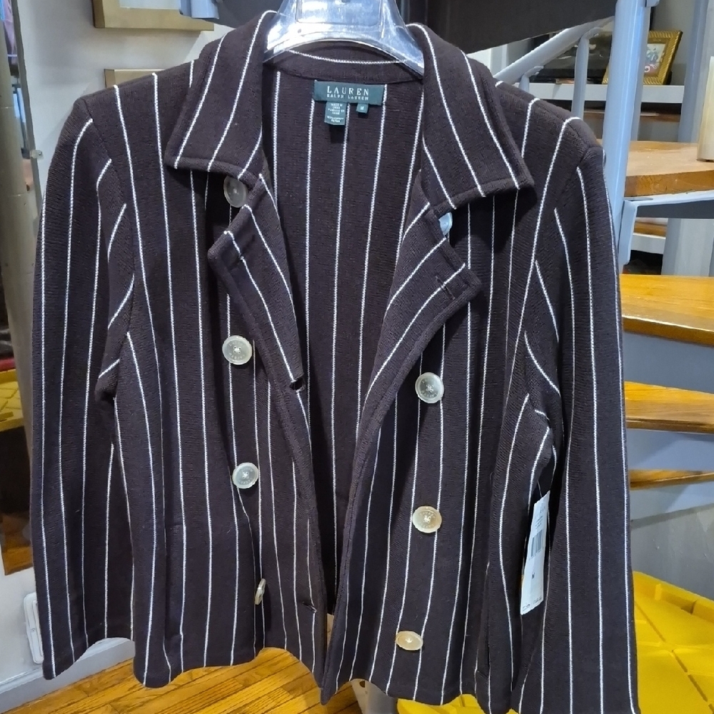 Ralph Lauren Dark Brown Striped Blazer